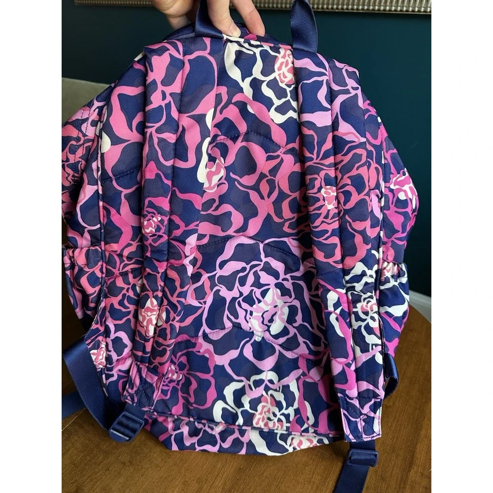 Vera Bradley Pink and Navy Blue Floral Rose Backpack